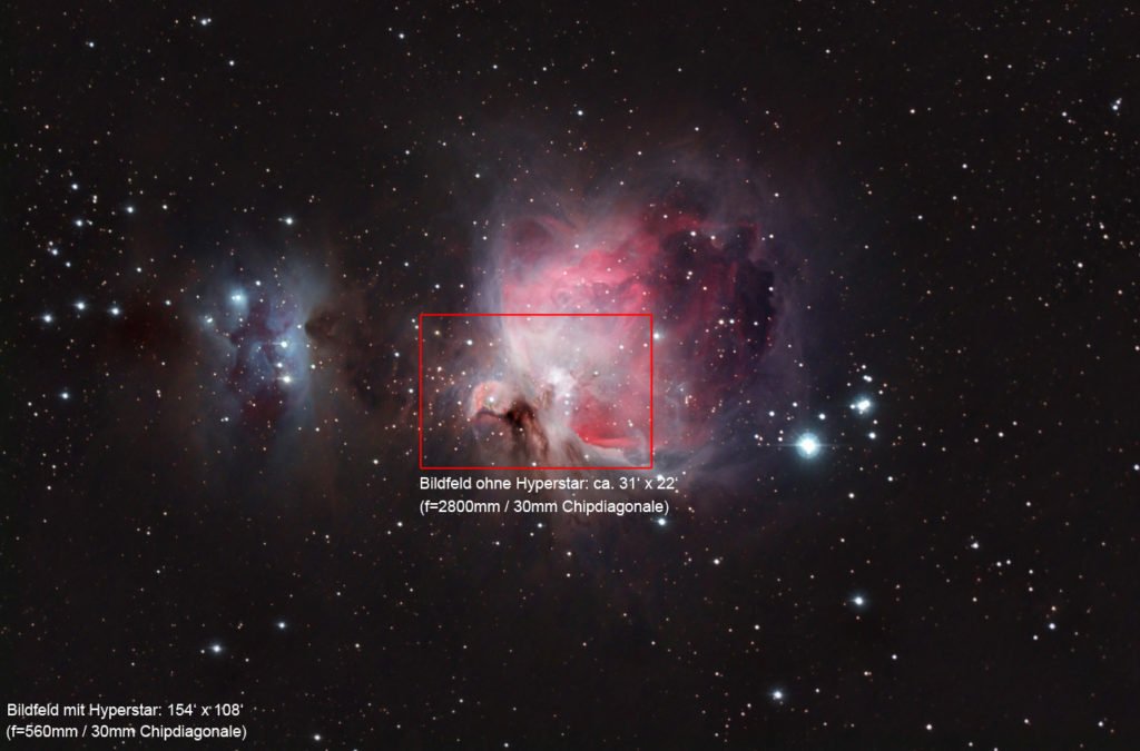 Orionnebel ohne und mit Hyperstar