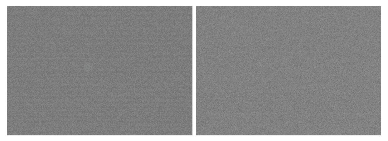 Left, an example of typical periodic horizontal noise at standard USB transmission frequency. On the right after optimizing the transmission frequency with strong reduction of banding