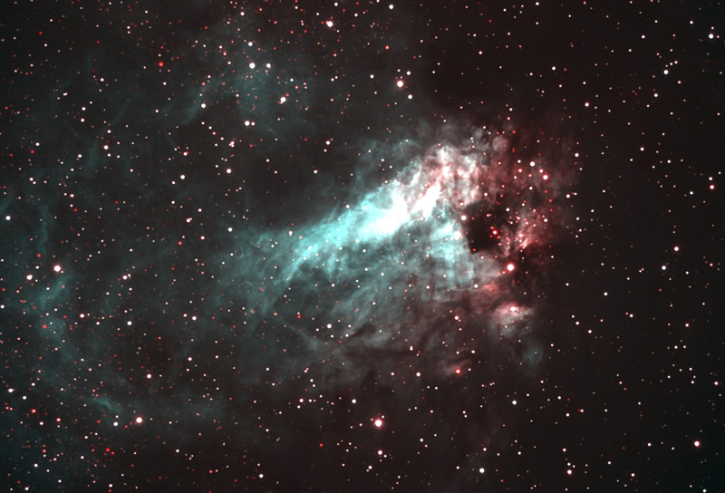 Ein weiteres Beispiel für die Möglichkeiten der QHY5III-462C zeigt das Bild von Messier 17, dem Omeganebel. 