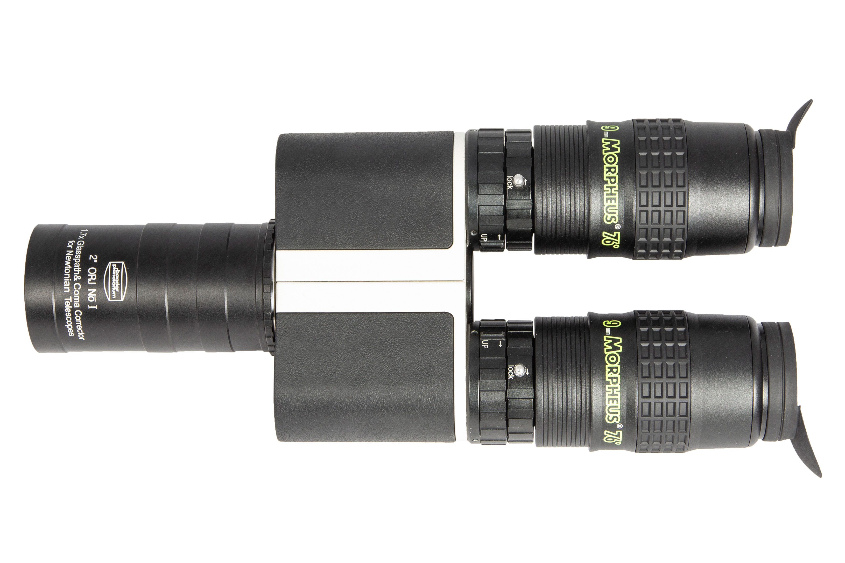 Anwendungsbild: MaxBright II Binokular mit 2" Newton Glaswegkorrektor 1.7x (Front-Öffnung 46 mm) und 9mm Morpheus Okularen