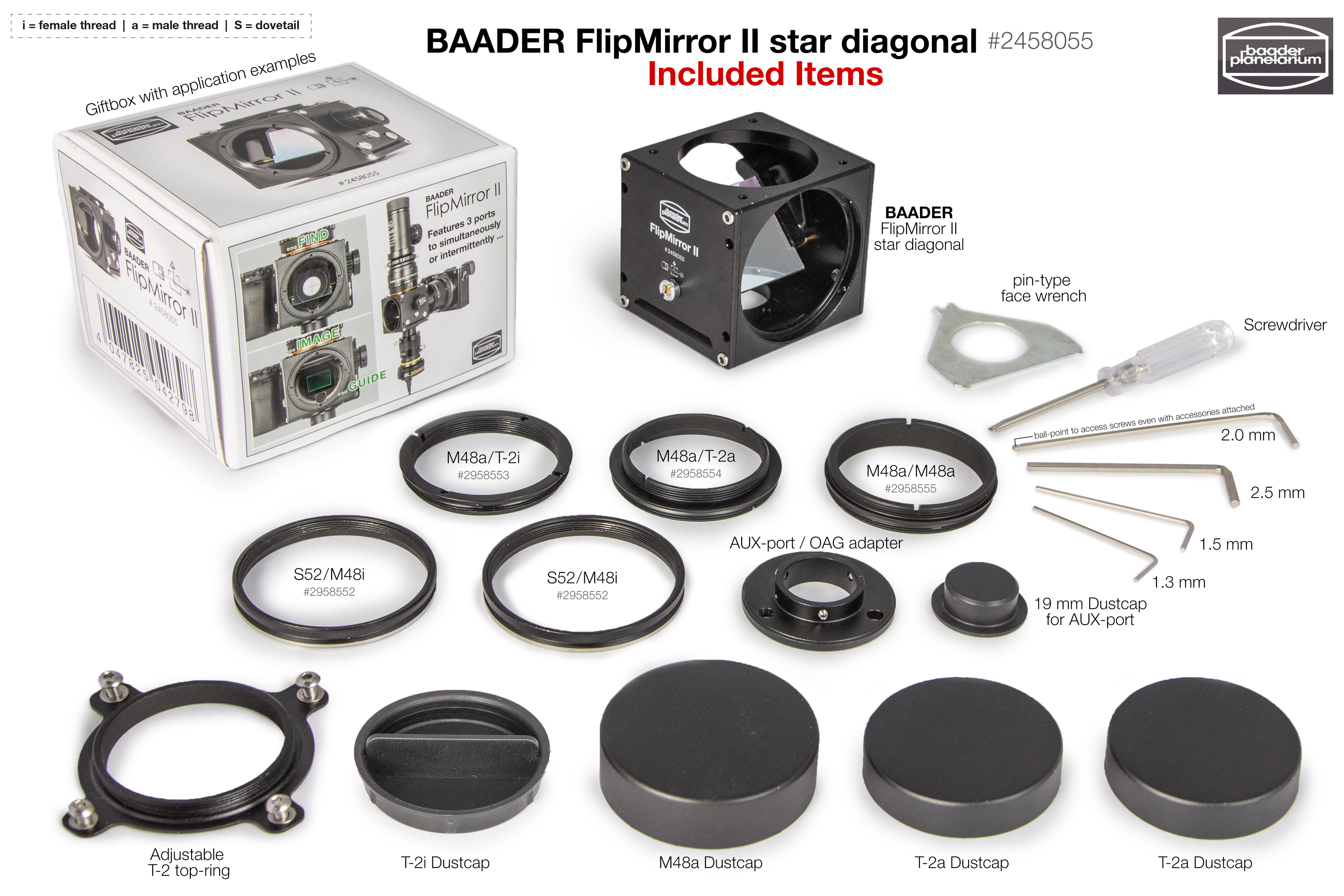 Baader FlipMirror II Star Diagonal - Included Items
