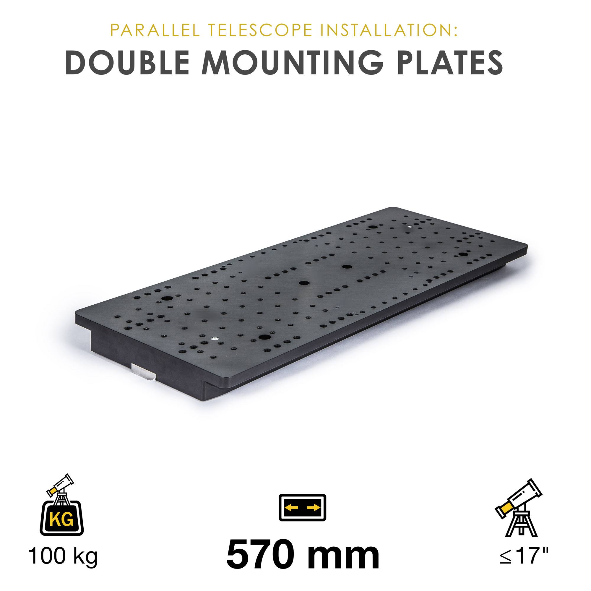 Double mounting plate 8", 570mm – for Optics up to 17" (100kg)