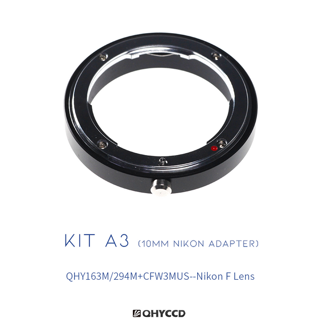 QHY Adapter-Kit A3 für QHY 294M / QHY 163M, kompatibel mit CFW3M-Thin & Nikon F Objektiv