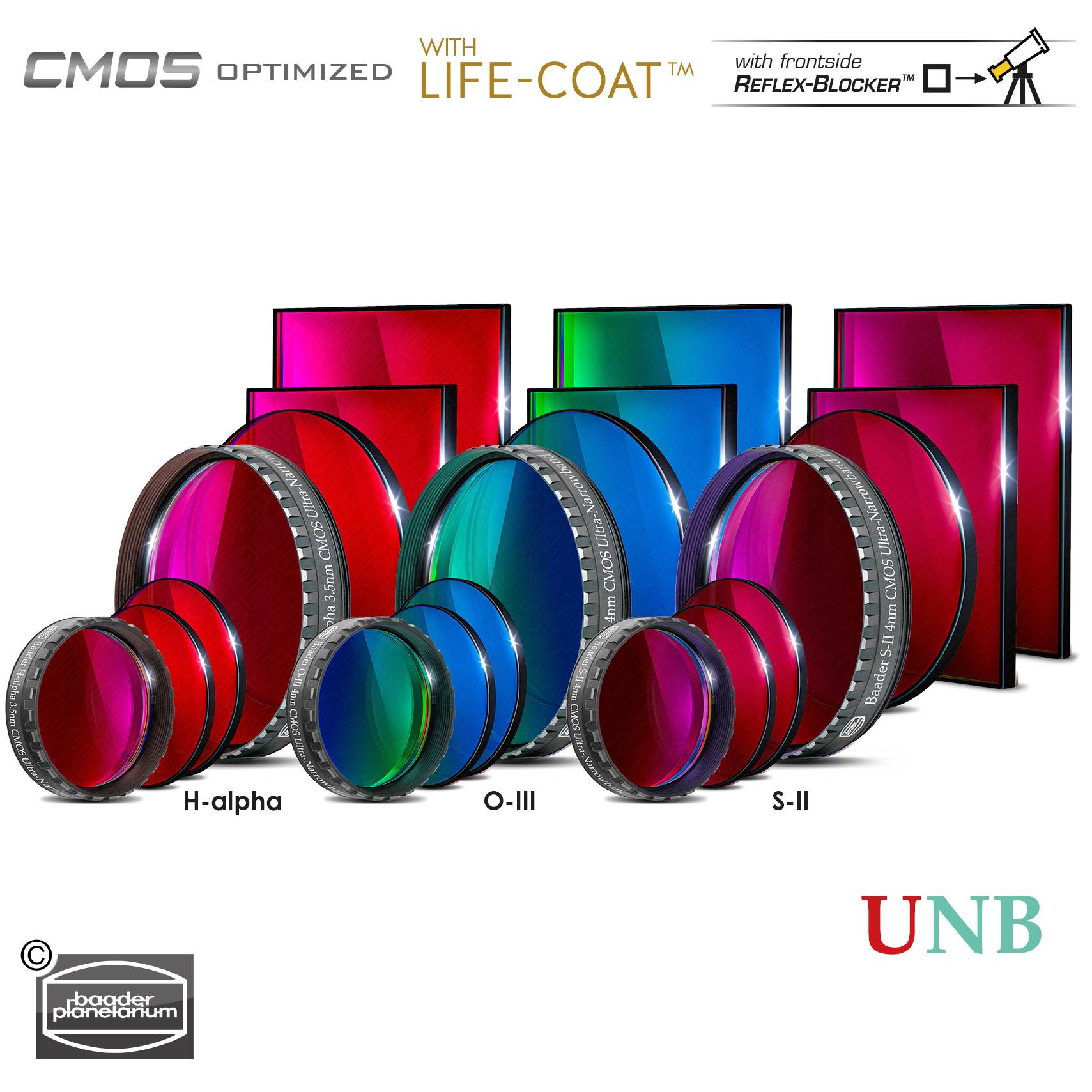 Baader 3.5 / 4nm Ultra-Narrowband Filter-Set – CMOS-optimized (H-alpha / O-III / S-II)