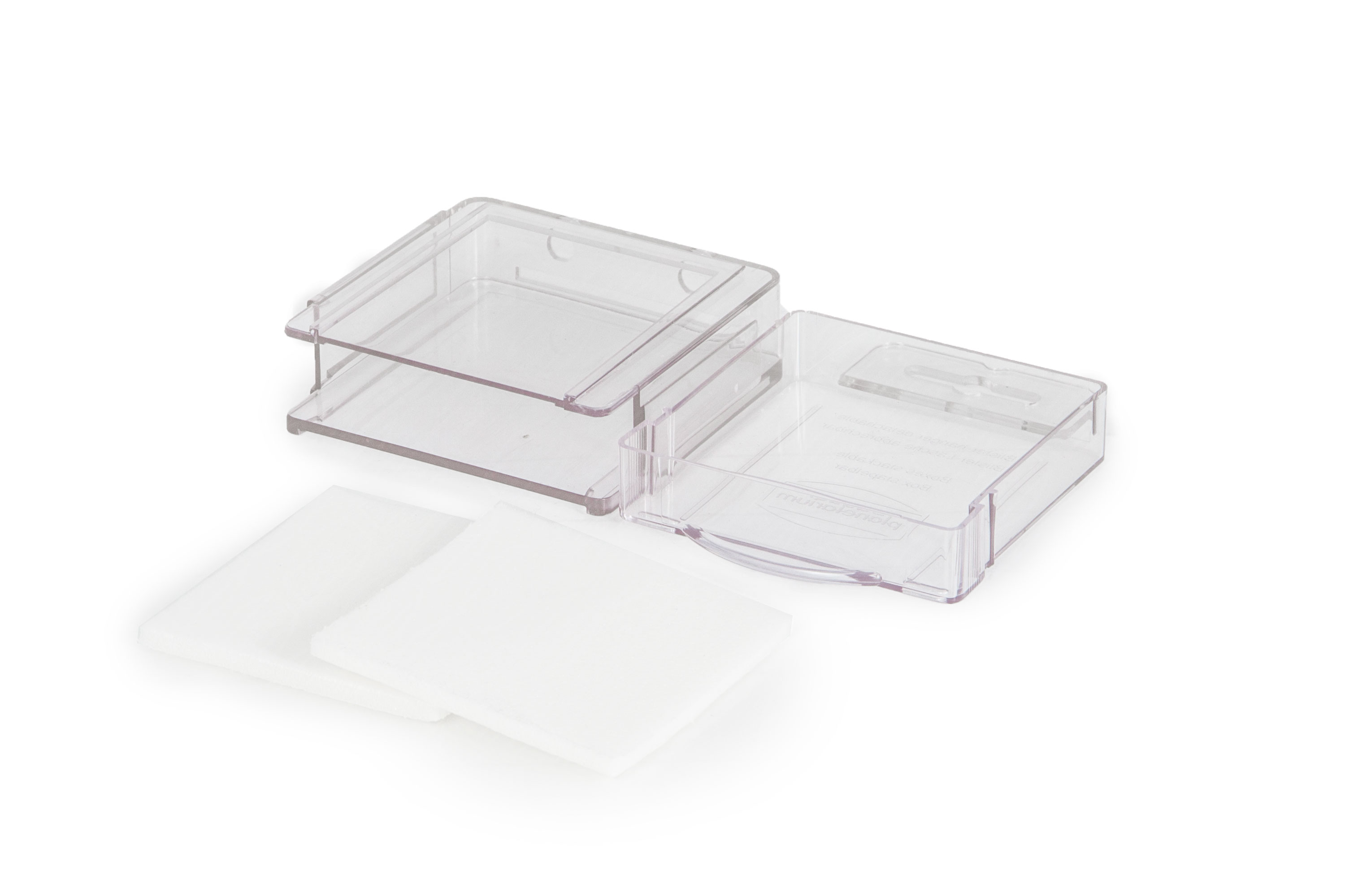 Filterbox for all filters up to 50x50mm, stackable on all sides - English