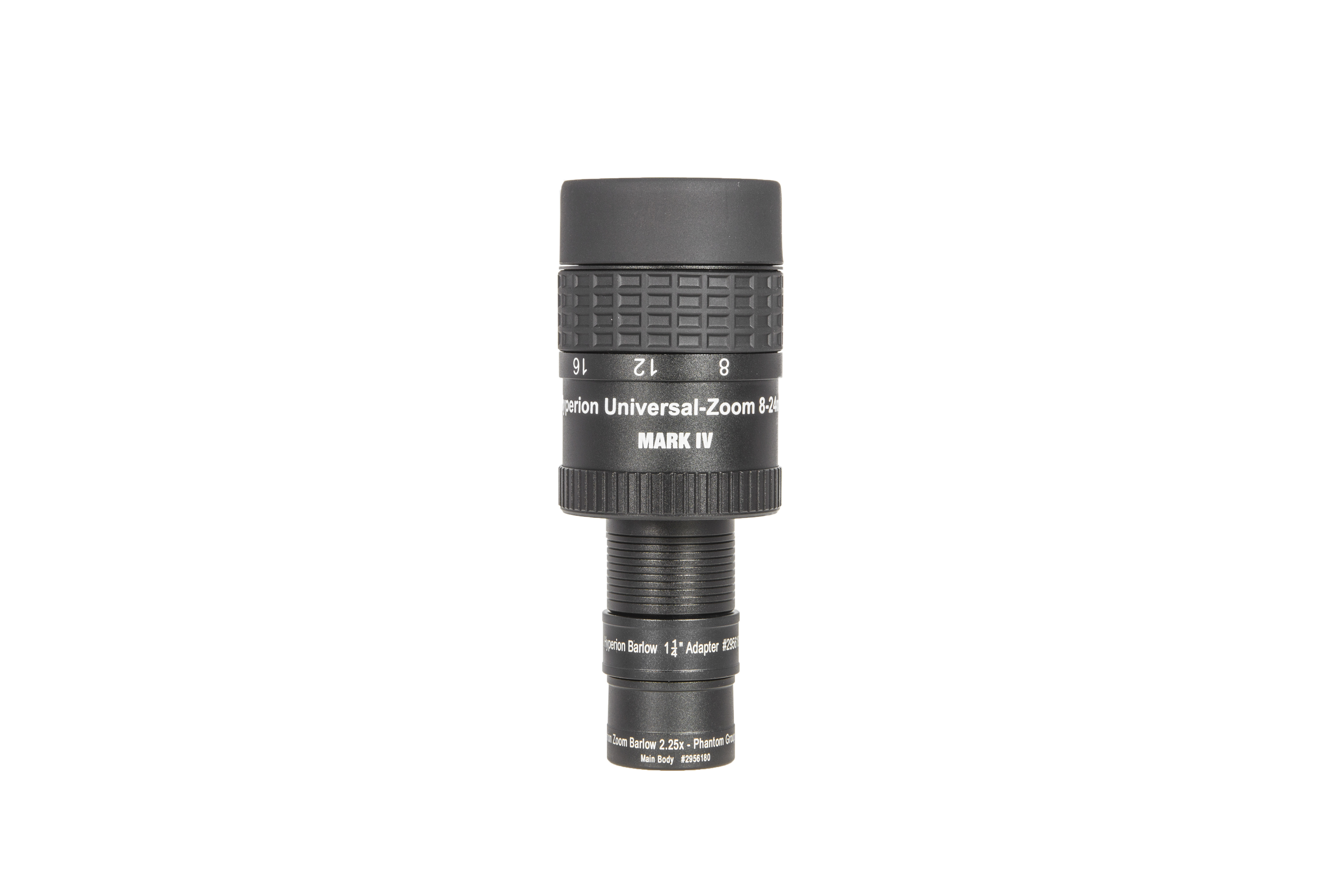 Hyperion Universal Zoom Mark IV + 2.25x Barlow mit 1.25" Steckhülse und montiertem Teleskop-Adapter (B)