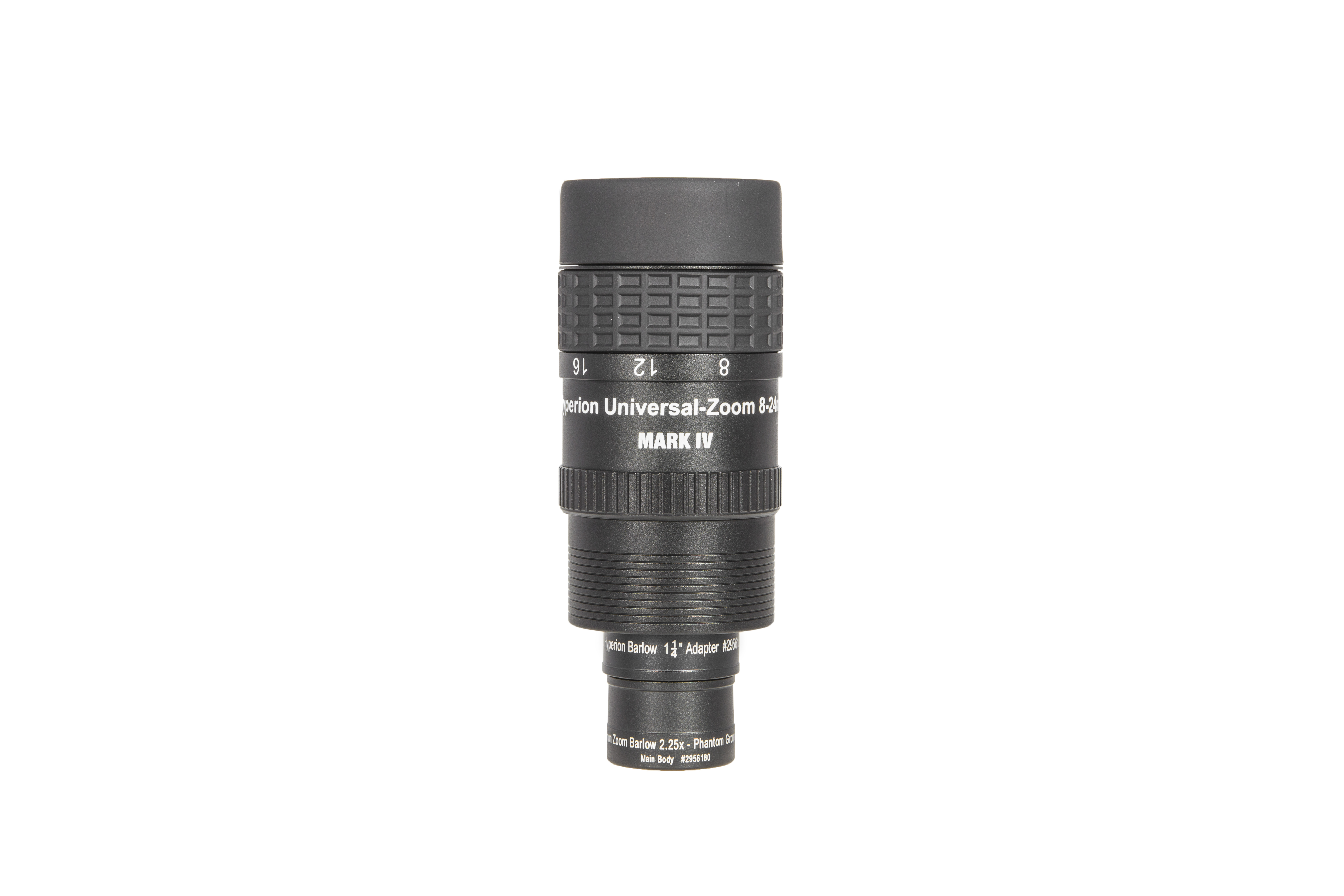 Hyperion Universal Zoom Mark IV + 2.25x Barlow mit 2" Steckhülse und montiertem Teleskop-Adapter (B)