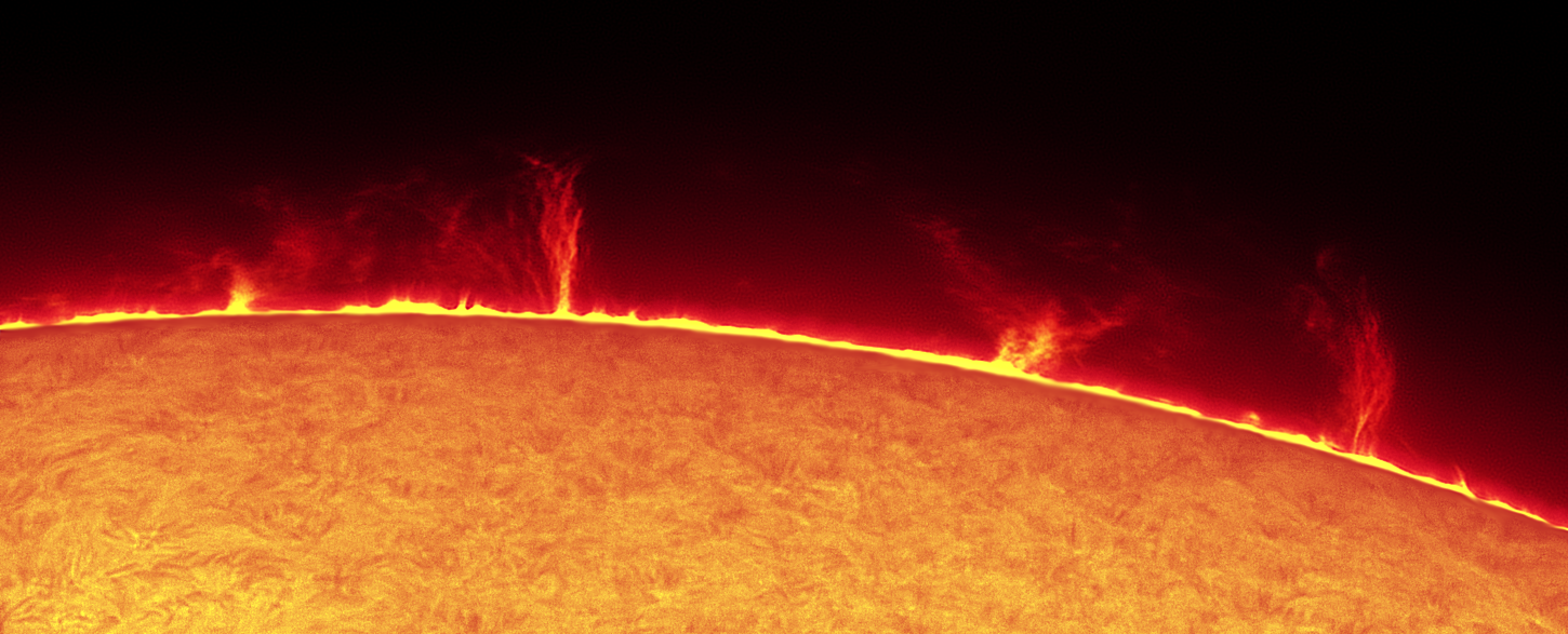 Application: taken with TEC 140 APO ED on 10micron GM2000 HPS II, with Baader D-ERF Energy Rejection Filter + Solar Spectrum Observer Series 1.5 - 0.5A°, Baader TZ-4 and Baader Steeldrive II, © Rüdiger Proske