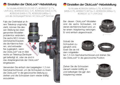 Einstellen der ClickLock -Hebelstellung